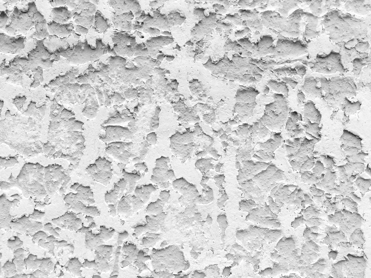 Rough painted render at close range, printed achromatic with the specular return at full.